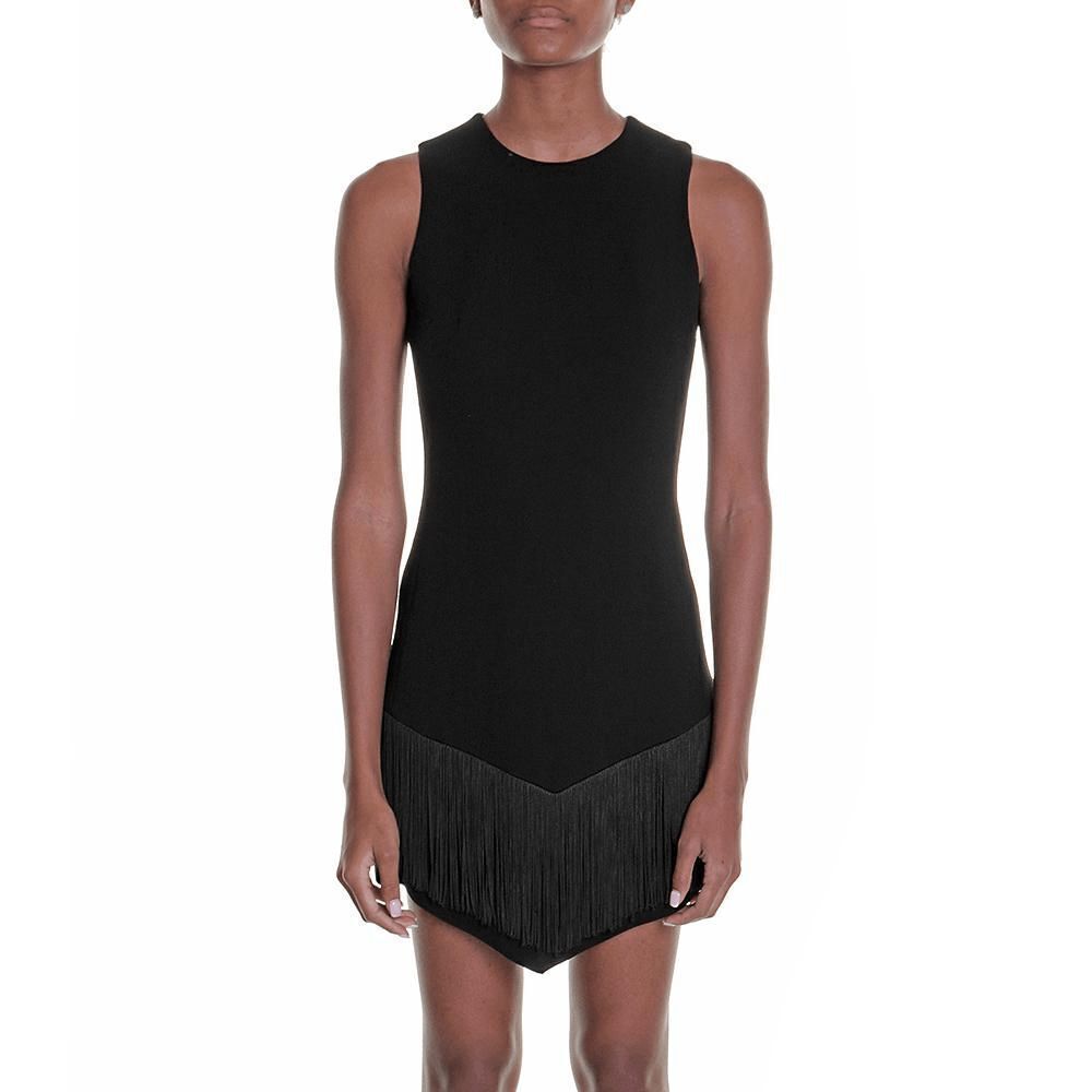 David Koma Black Fringe Trim Triangle Sleeveless Mini Cocktail Dress Size 6 - Picture 5 of 16